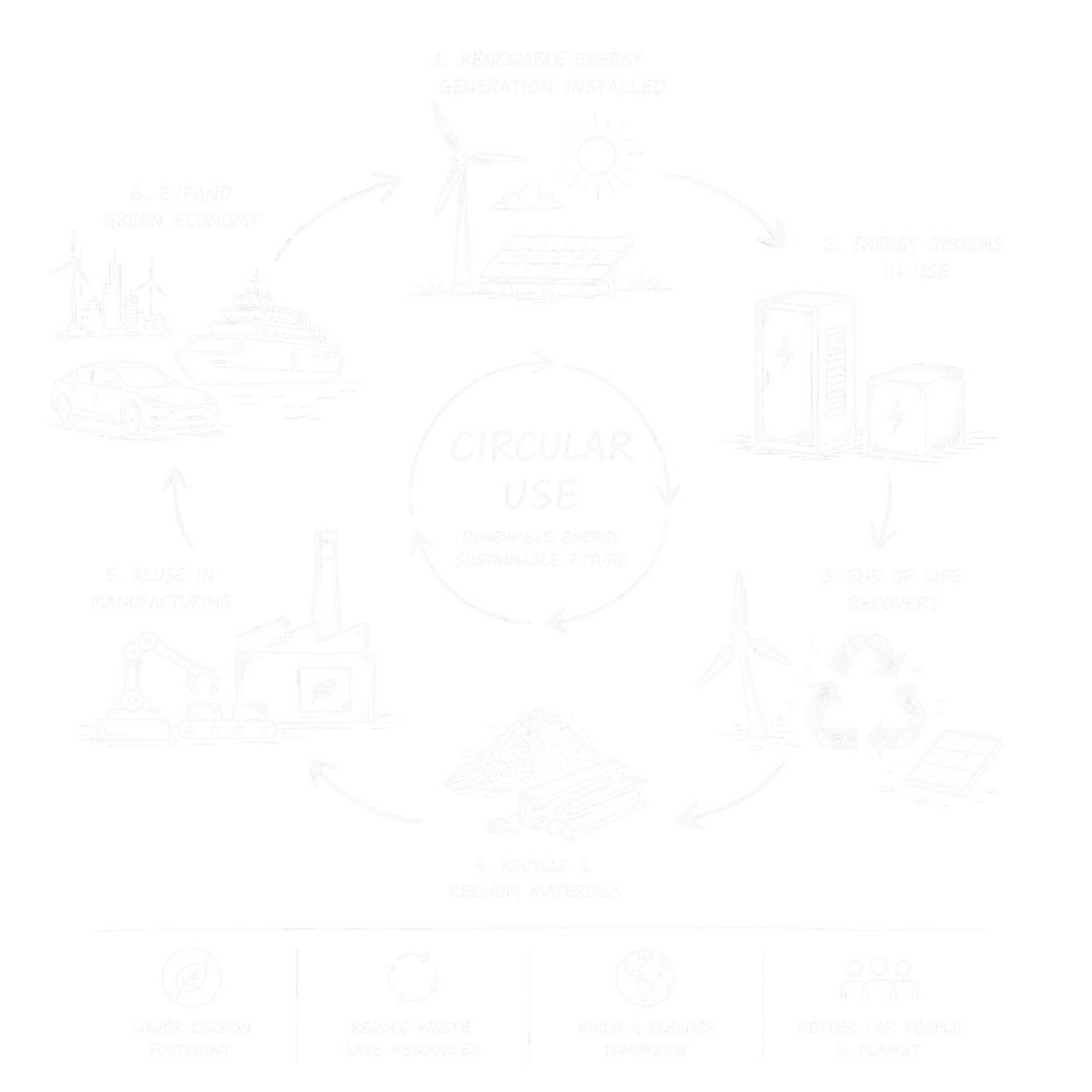 Circular use diagram for renewable energy